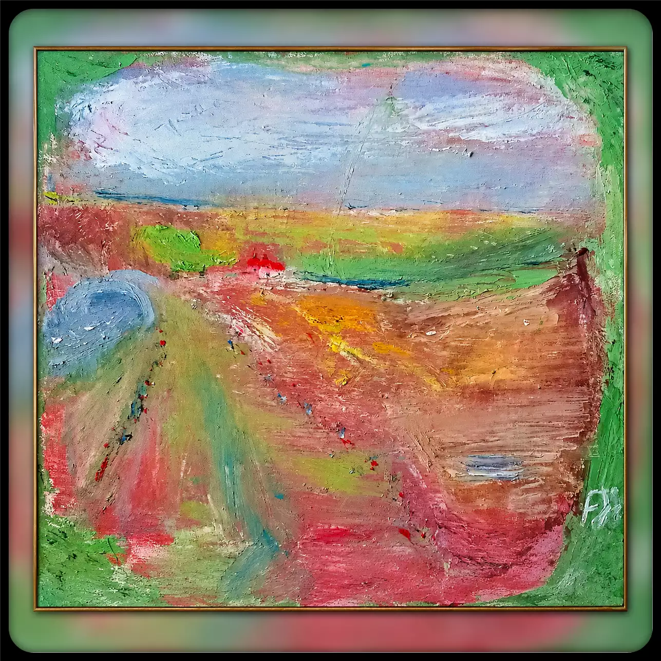 La Maison rouge au visage caché – peinture de fredJeanGil